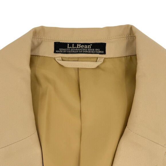 L.L. Bean Men's T&F Twill 2 Button Supima Blazer Sport Jacket Khaki 40 Tall - Picture 4 of 13